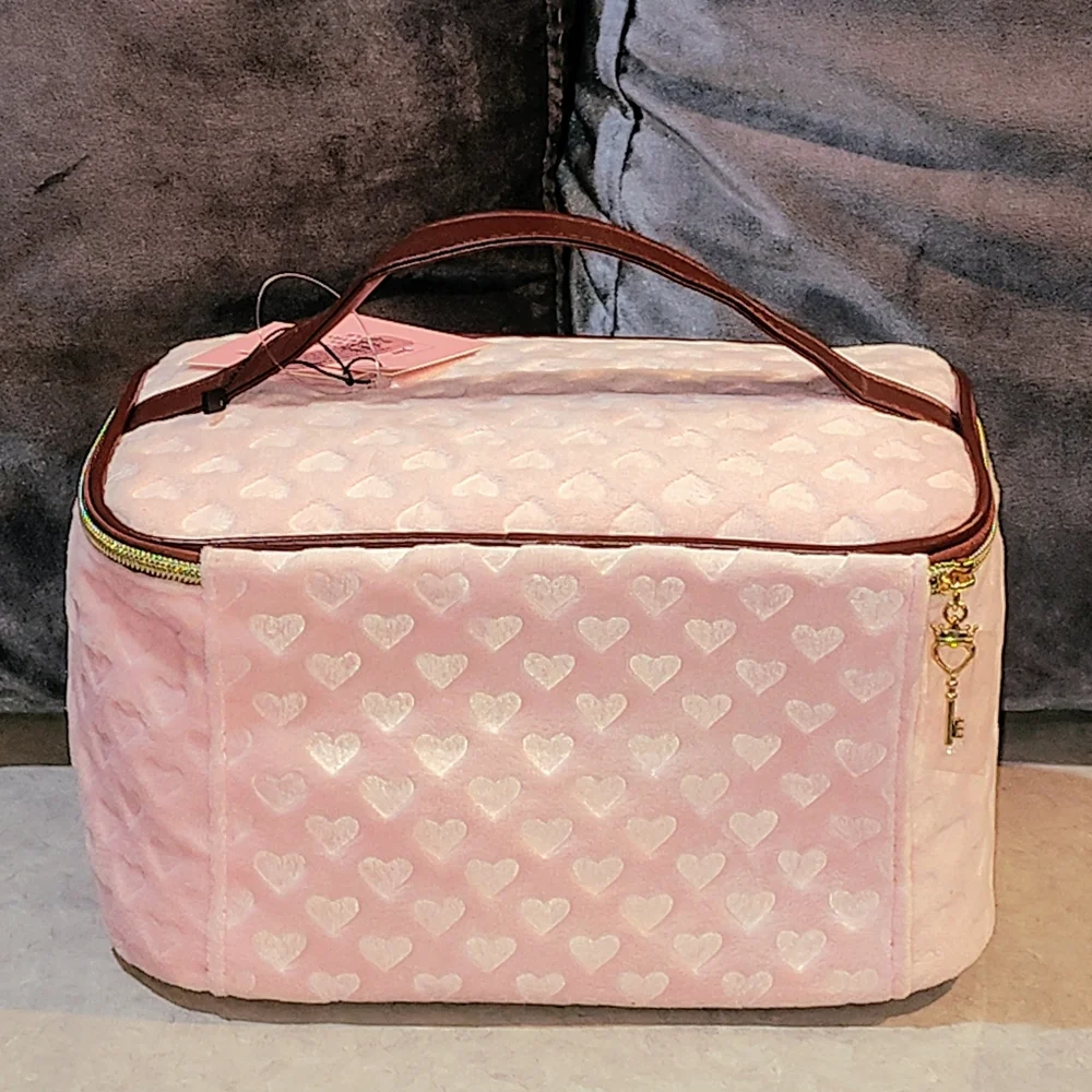NWT JUICY COUTURE PINK TRAVEL COSMETIC BAG & BLACK HANGING TOILETRY BAG BUNDLE